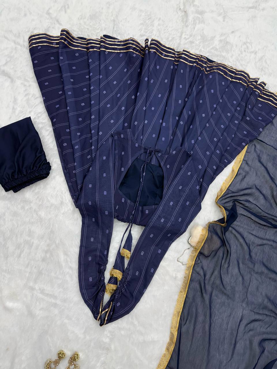 Superhit Navy Blue Color Softy Chex Digital Printed Padded Anarkali Suit