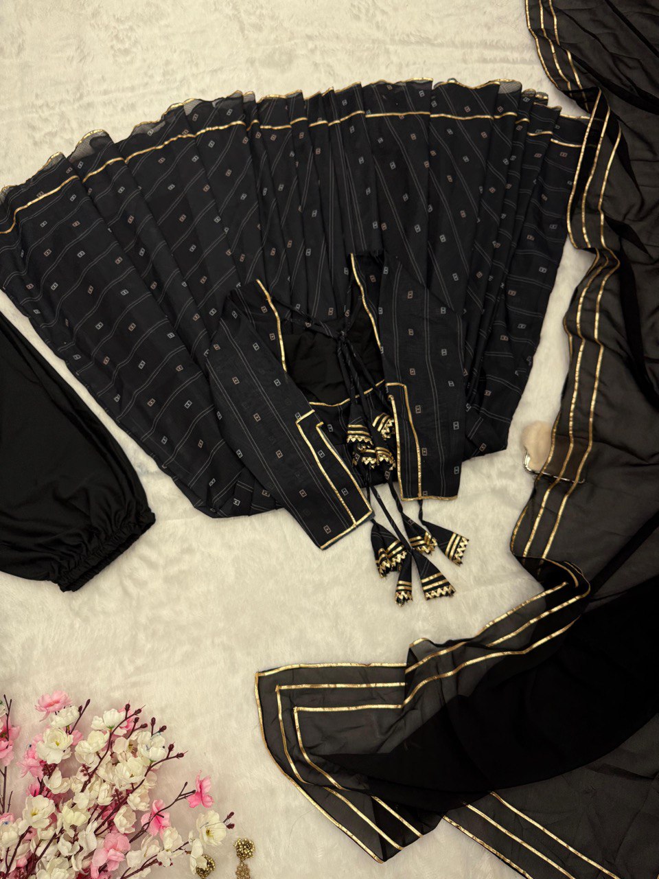 Superhit Black Color Softy Chex Digital Printed Padded Anarkali Suit