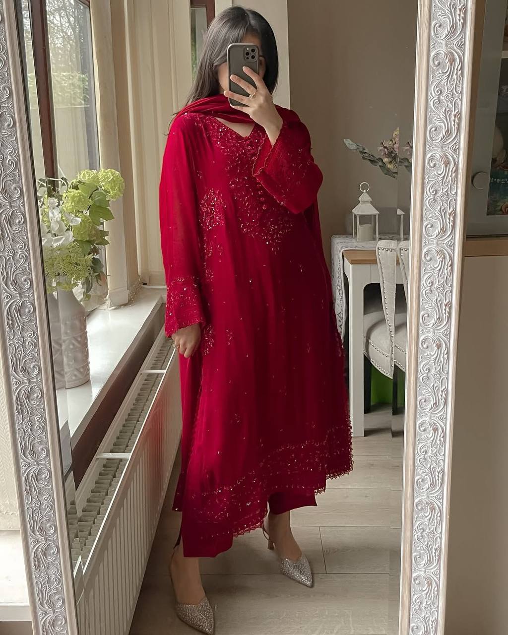Designer Maroon Color Georgette Salwar Suit