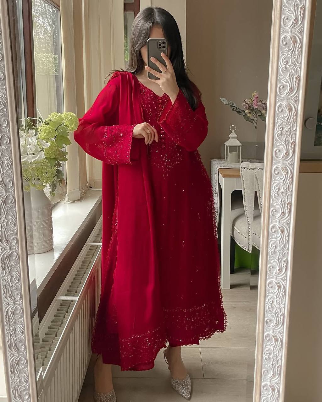 Designer Maroon Color Georgette Salwar Suit