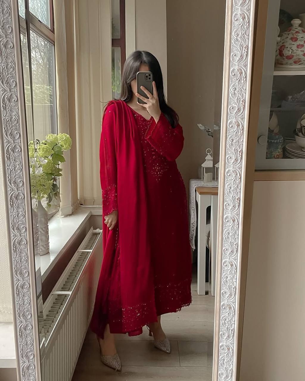 Designer Maroon Color Georgette Salwar Suit