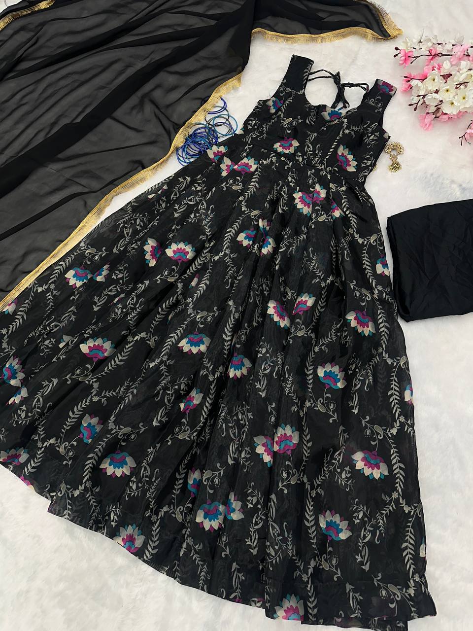 Gorgeous Pure Jimmy Organza Silk Digital Printed Anarkali Gown