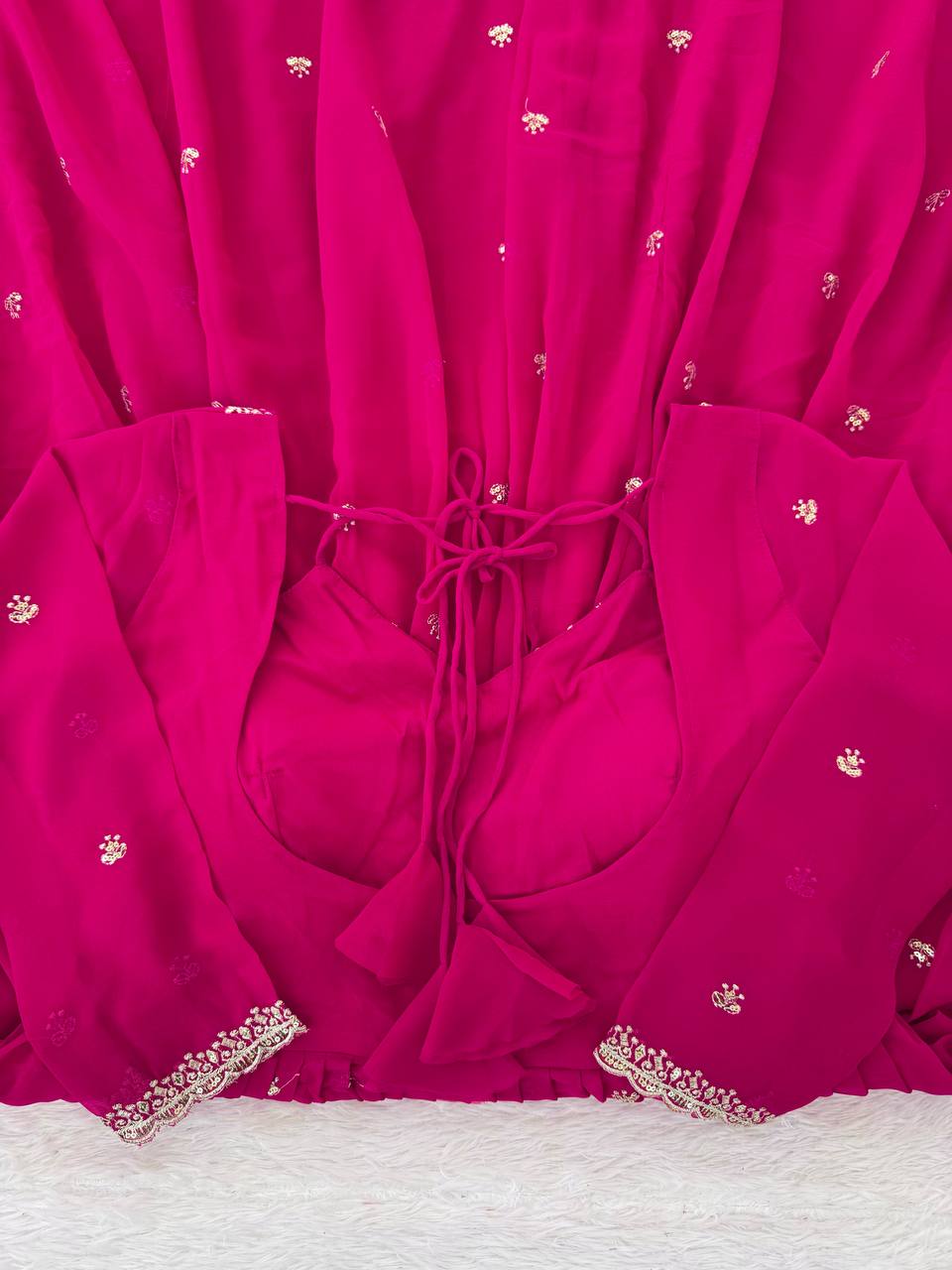 Neha's Pink Color Faux Georgette Anarkali Gown Set