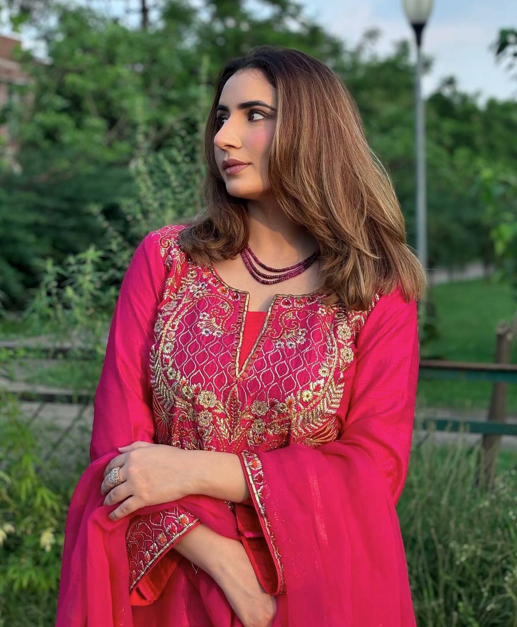 Casual Wear Pink Color Pure Heavy Chinnon Silk With Heavy Embroidery Sequence Work Kurta Set