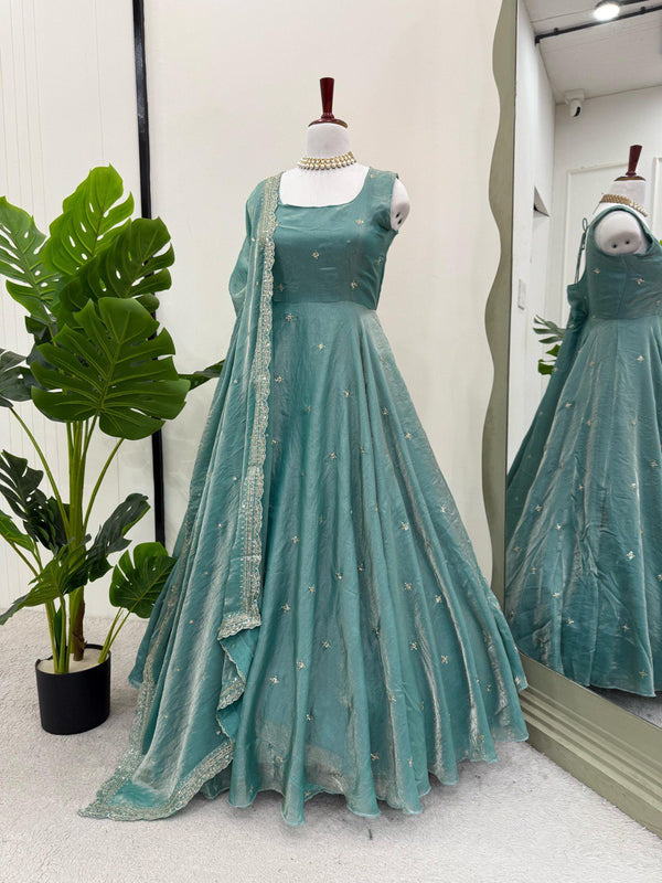 Beautiful Sky Blue Color Fancy Silk And Thread With Sequence Work Lehenga Choli