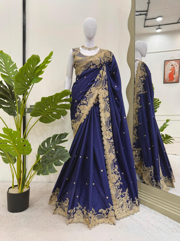 Presenting Blue Color Rangoli Silk And Coding With Sequence Work Saree