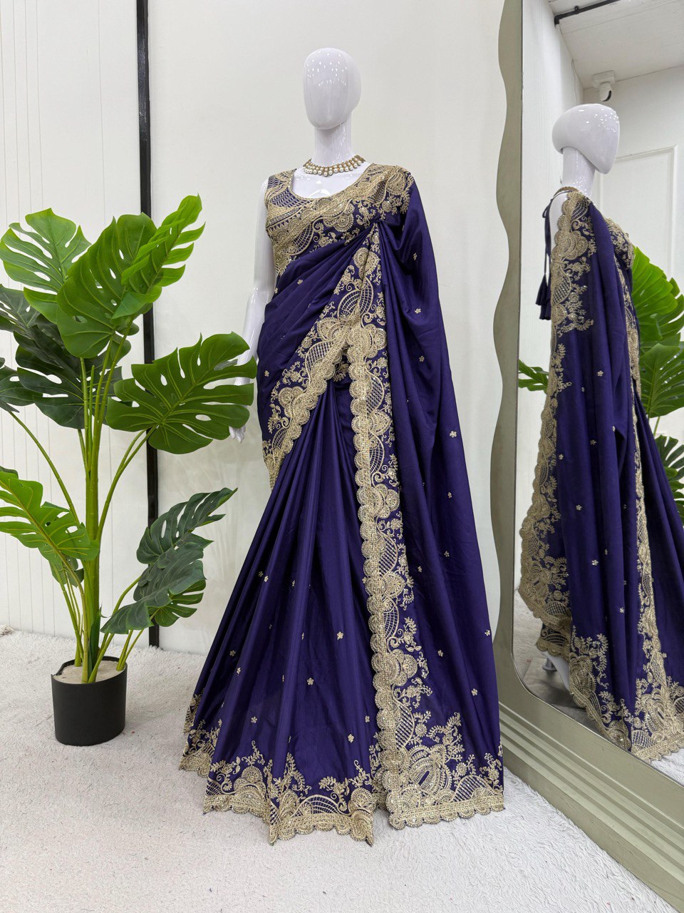 Presenting Blue Color Rangoli Silk And Coding With Sequence Work Saree