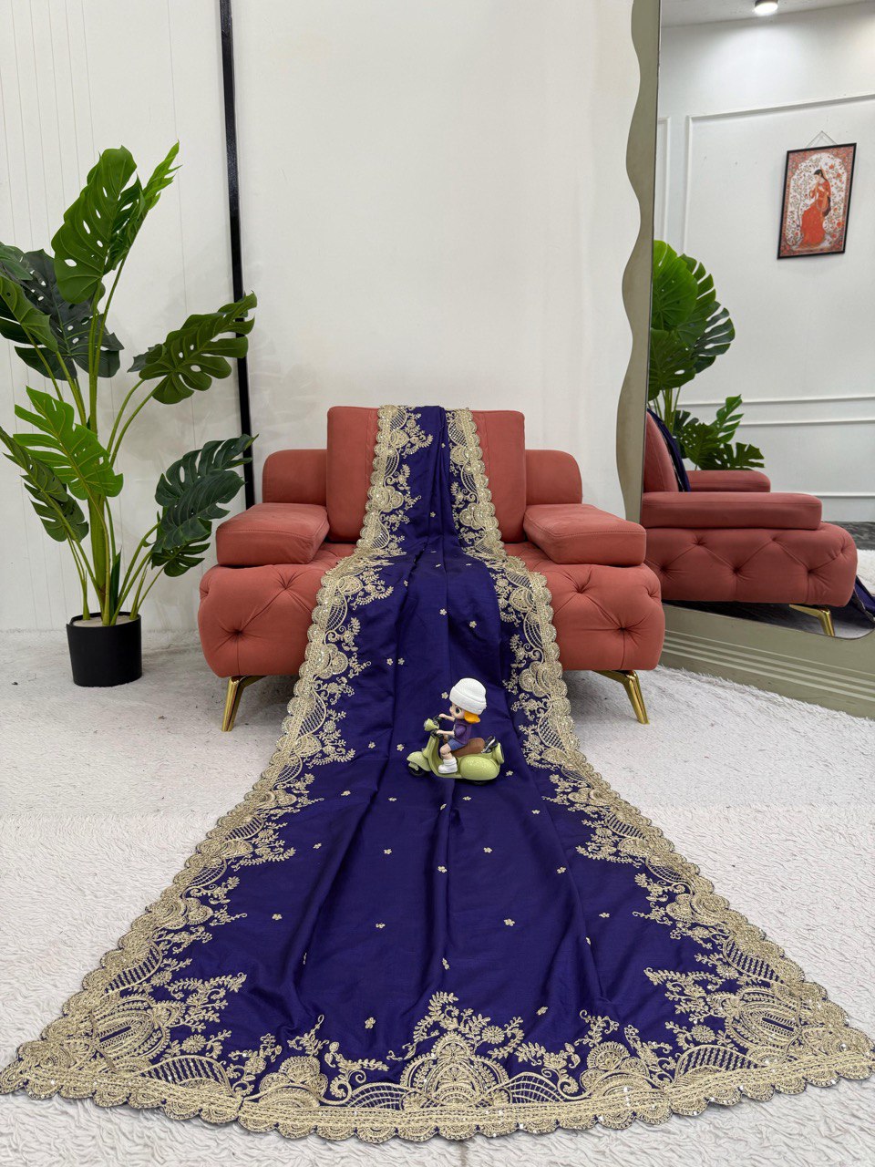Presenting Blue Color Rangoli Silk And Coding With Sequence Work Saree