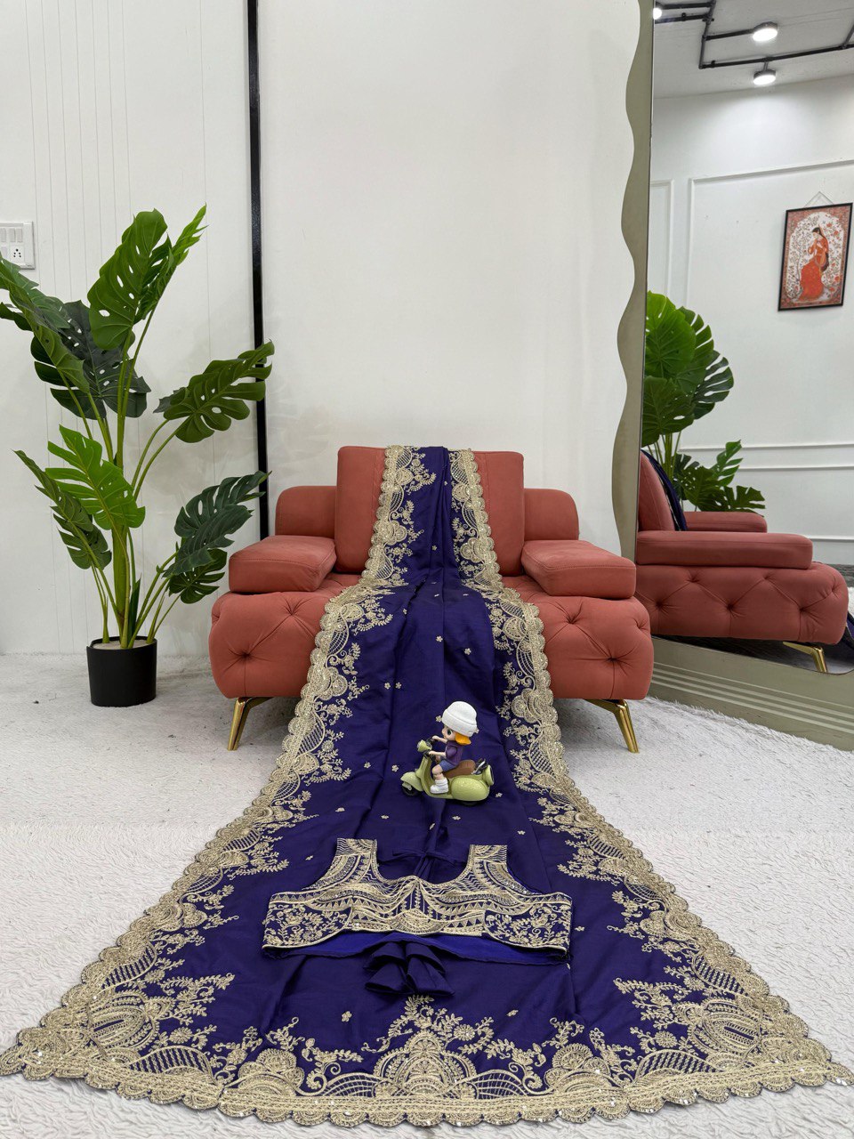 Presenting Blue Color Rangoli Silk And Coding With Sequence Work Saree