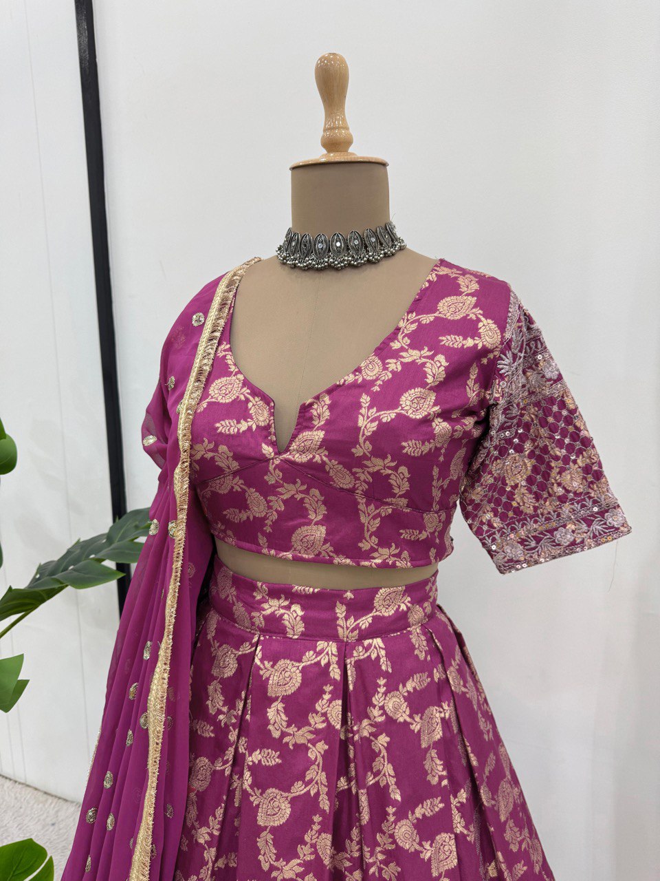 Beautiful Purple Color Jacquard And Thread With Sequence Work Designer Lehenga Choli