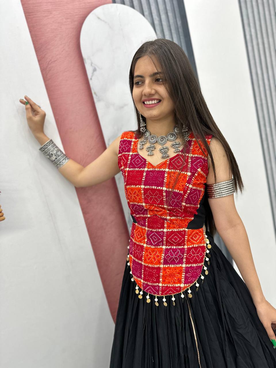 Traditional Wear Navratri Special Black Color Pure Cotton Lehenga