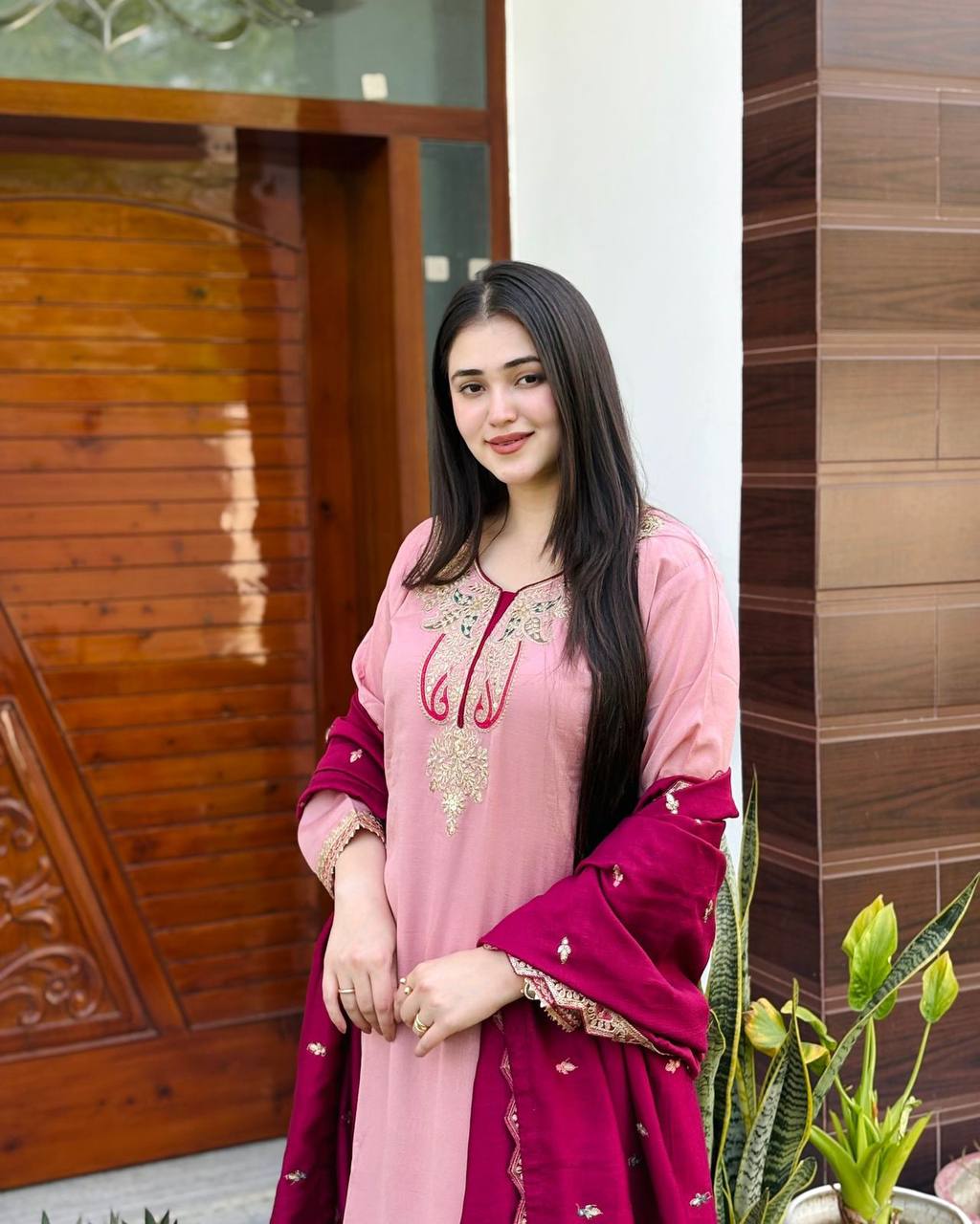 Bollywood Style Dusty Pink Color Pure Heavy Chinnon Silk With Heavy Embroidery Sequence Work Sharara Suit