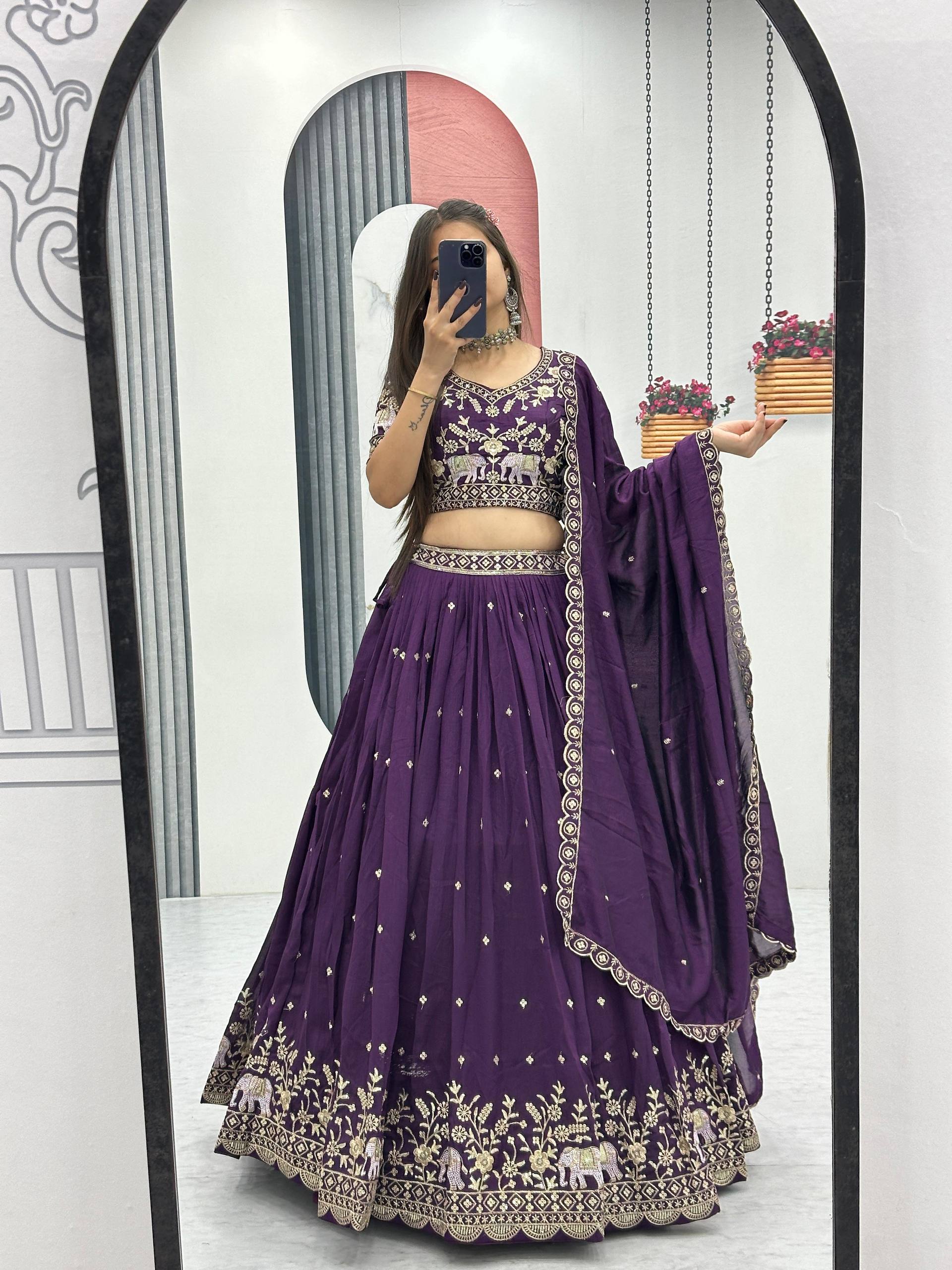 Designer Purple Color Thread And Sequence Work Lehenga Choli Set