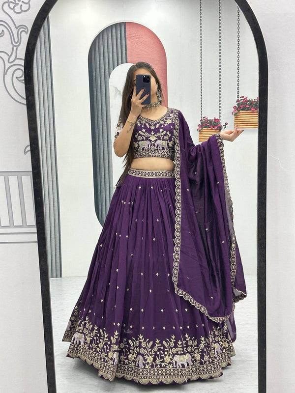 Designer Purple Color Thread And Sequence Work Lehenga Choli Set
