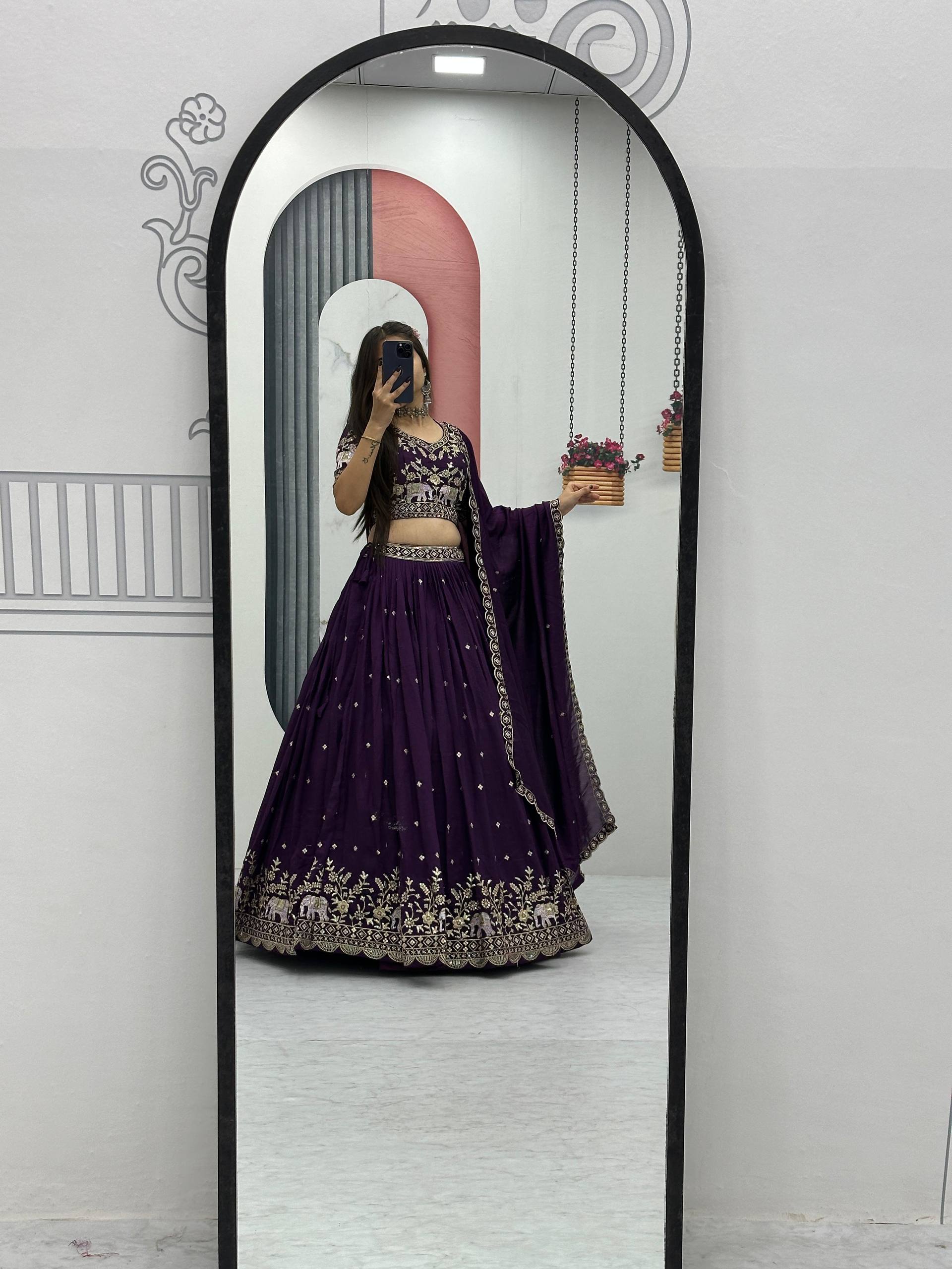 Designer Purple Color Thread And Sequence Work Lehenga Choli Set