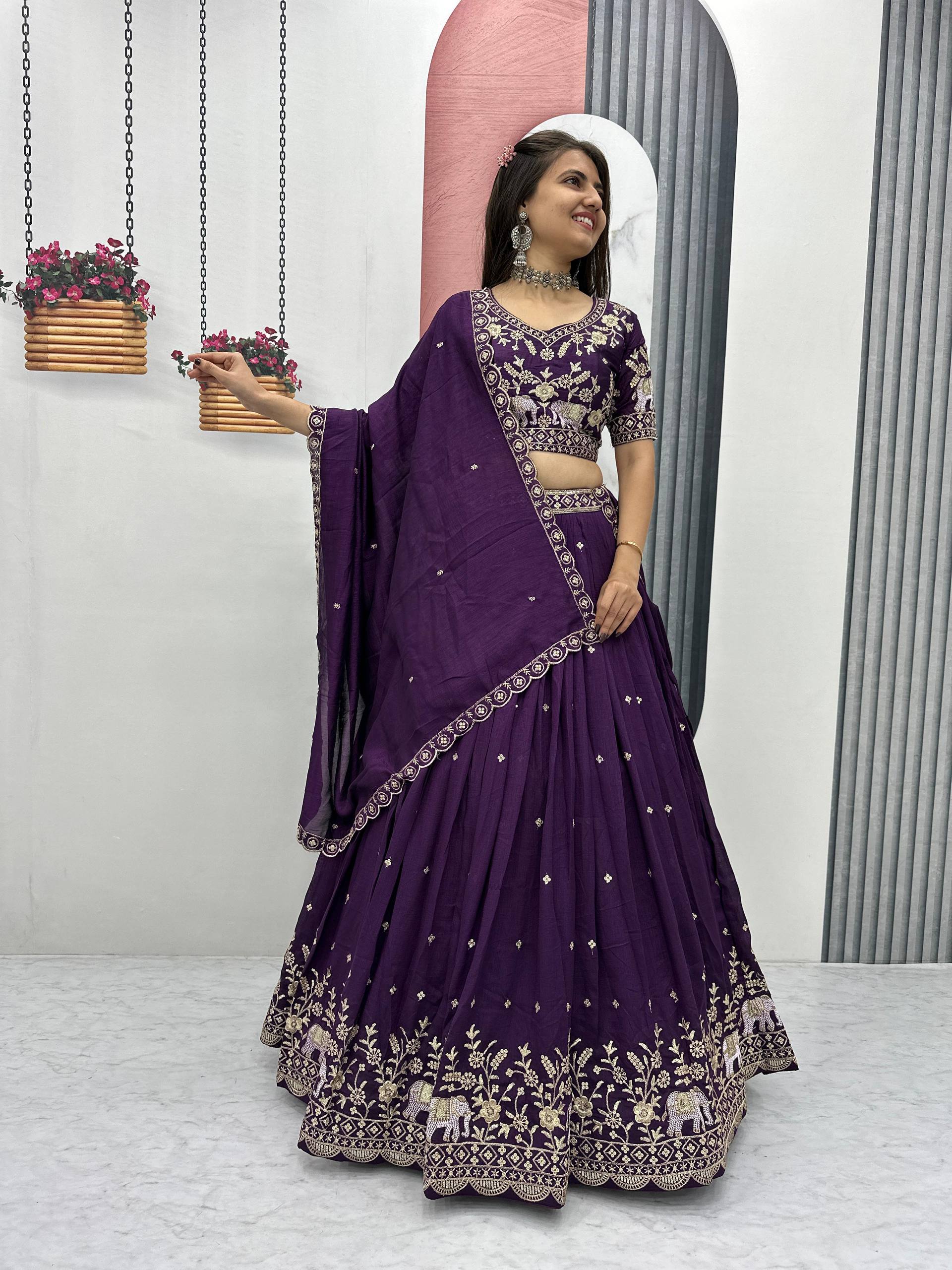 Designer Purple Color Thread And Sequence Work Lehenga Choli Set