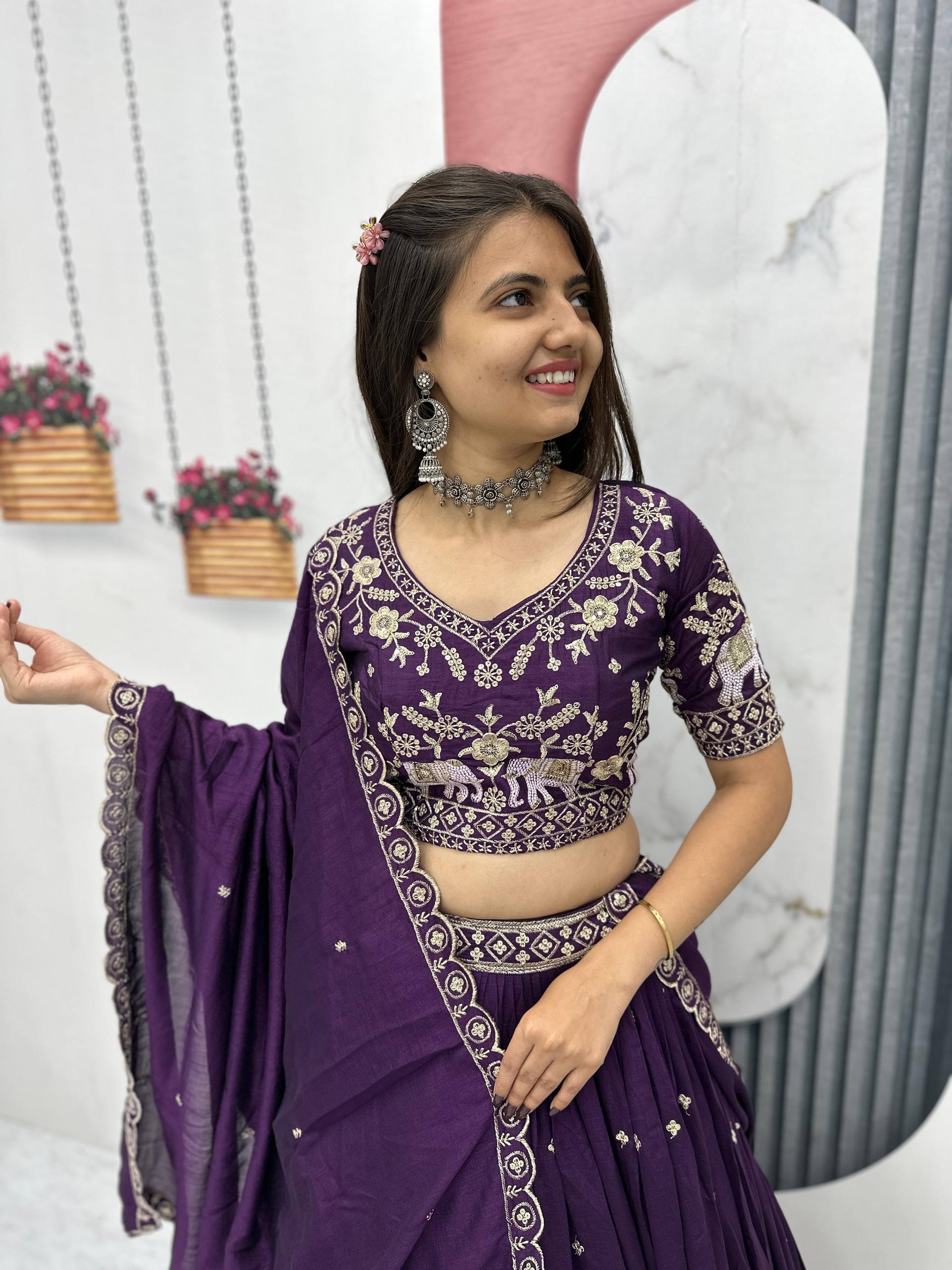 Designer Purple Color Thread And Sequence Work Lehenga Choli Set