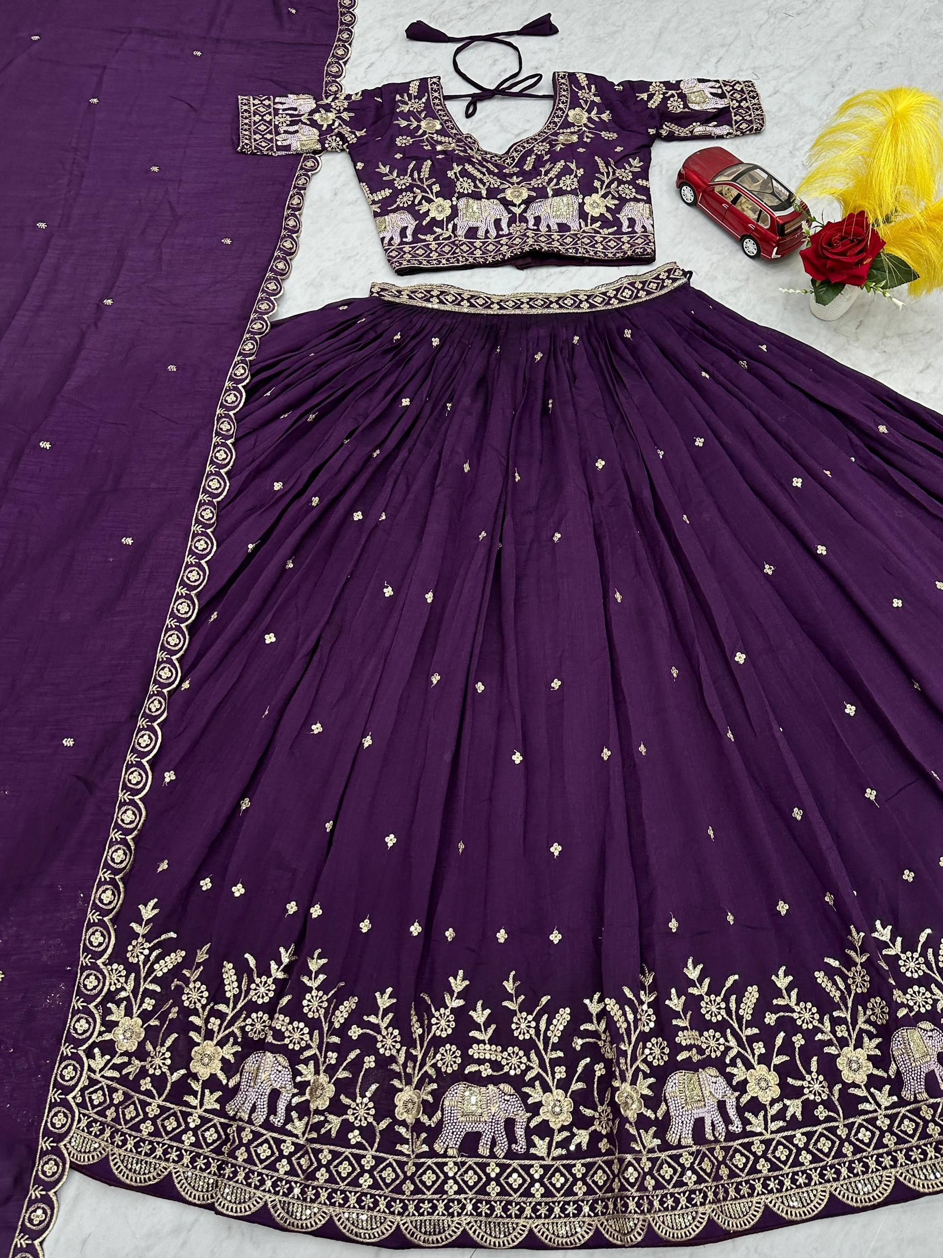 Designer Purple Color Thread And Sequence Work Lehenga Choli Set