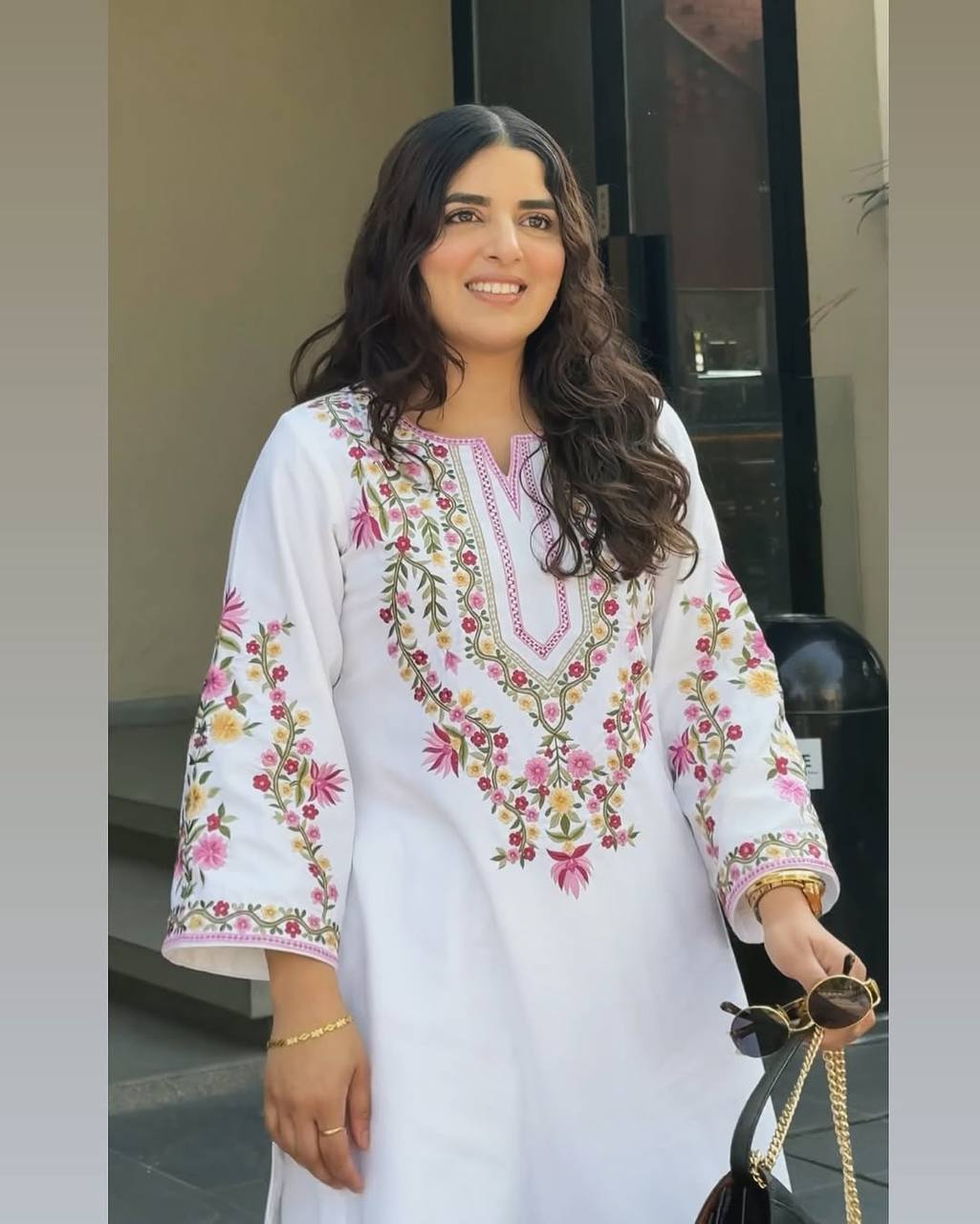 Luxuriant White Color Pure Natural Crepe Silk With Embroidery Sequence Work Palazzo Suit