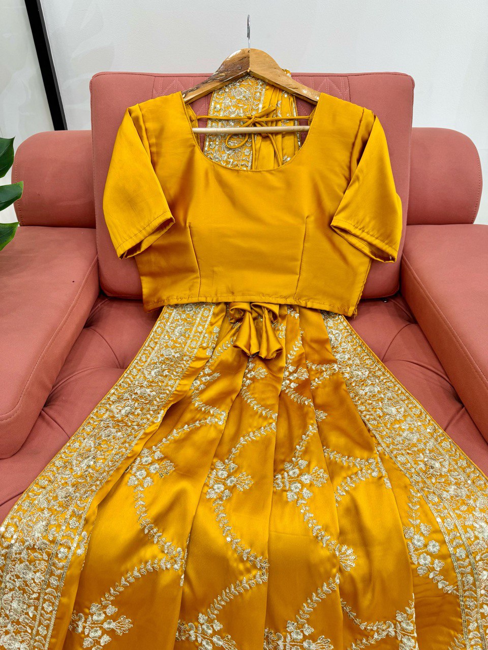 Haldi Wear Yellow Color Japan Satin Silk Thread With Sequence Work Saree
