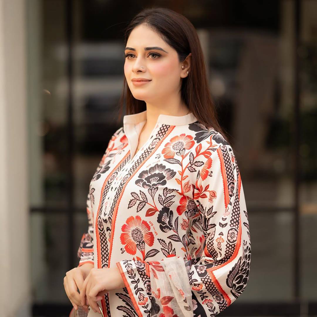 Exclusive Cream Color Pure American Crape With Digital Printed Designer Palazzo Suit