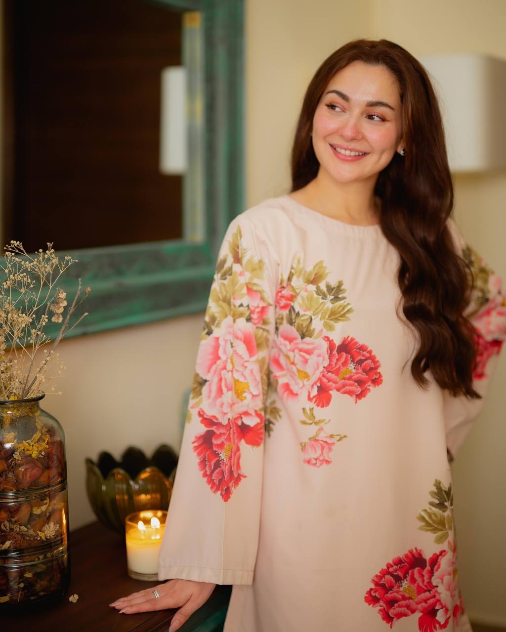 Festive Wear Peach Color Pure Natural Crepe With Digital Printed Designer Palazzo Suit