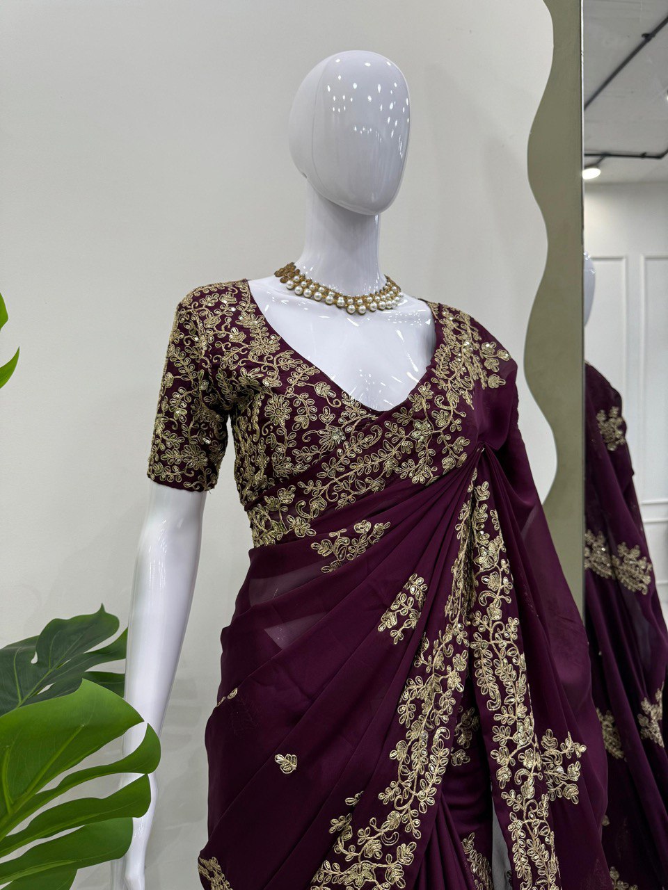 Party Wear Wine Color Rangoli Silk And Coding With Sequence Work Saree