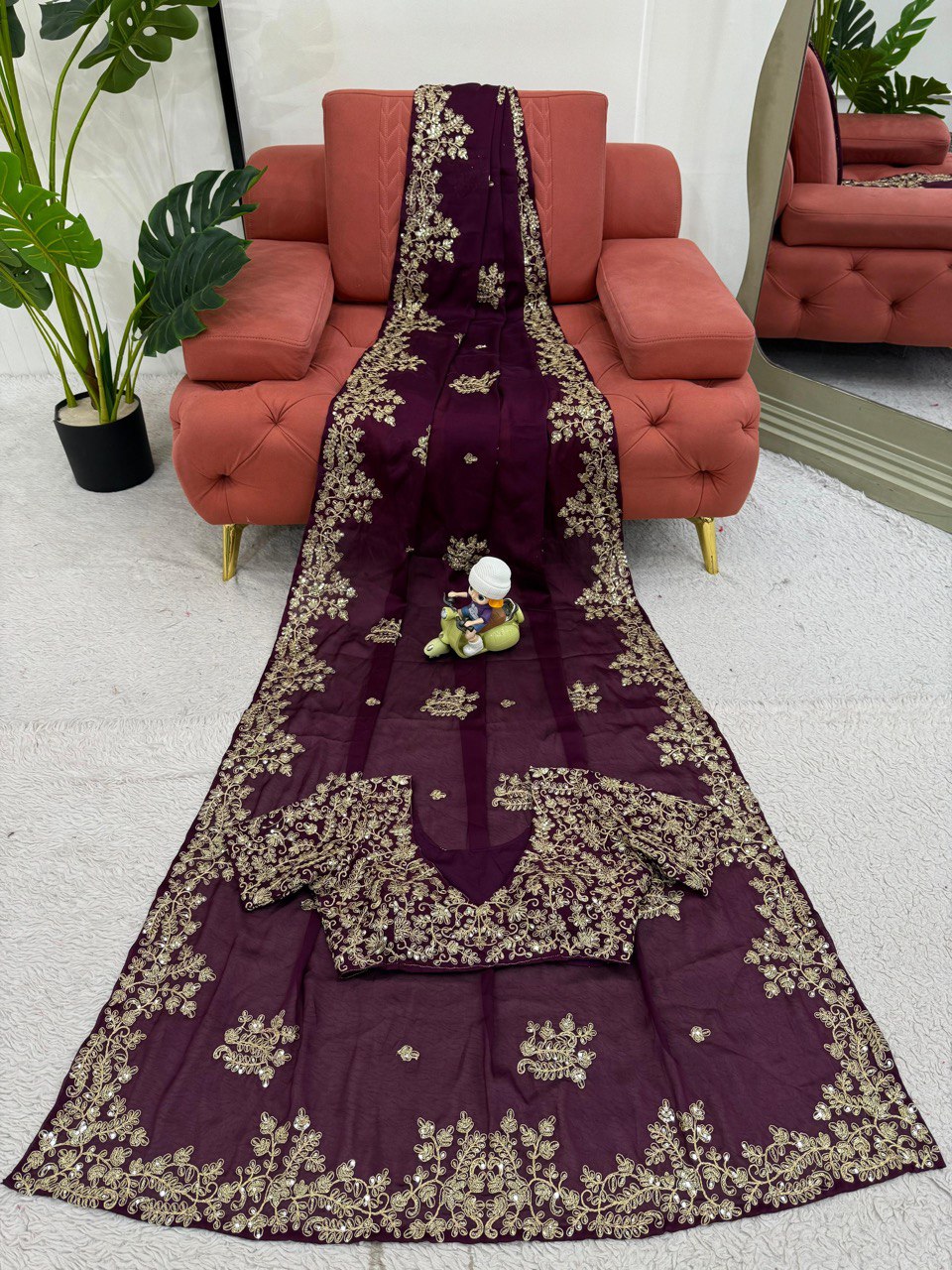 Party Wear Wine Color Rangoli Silk And Coding With Sequence Work Saree