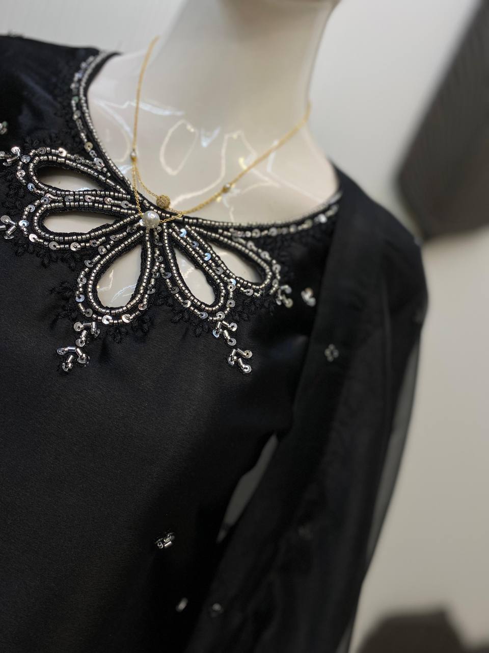 Beautiful Black Color Embroidery With Beads And Sequence Work Salwar Suit