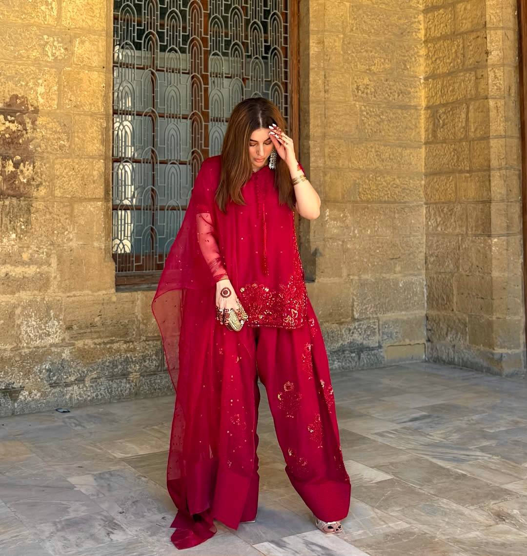 Party Wear Red Color Pure Natural Crep Silk With Embroidery Sequence Work Salwar Suit