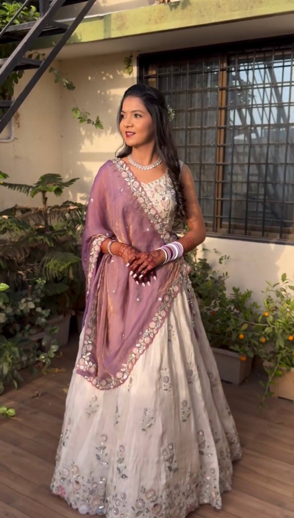 Wedding Wear Off White Color Embroidery Work Lehenga Choli Set