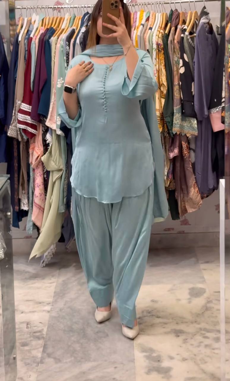 Designer Grey Color Farshi Style Patiyala Salwar Suit
