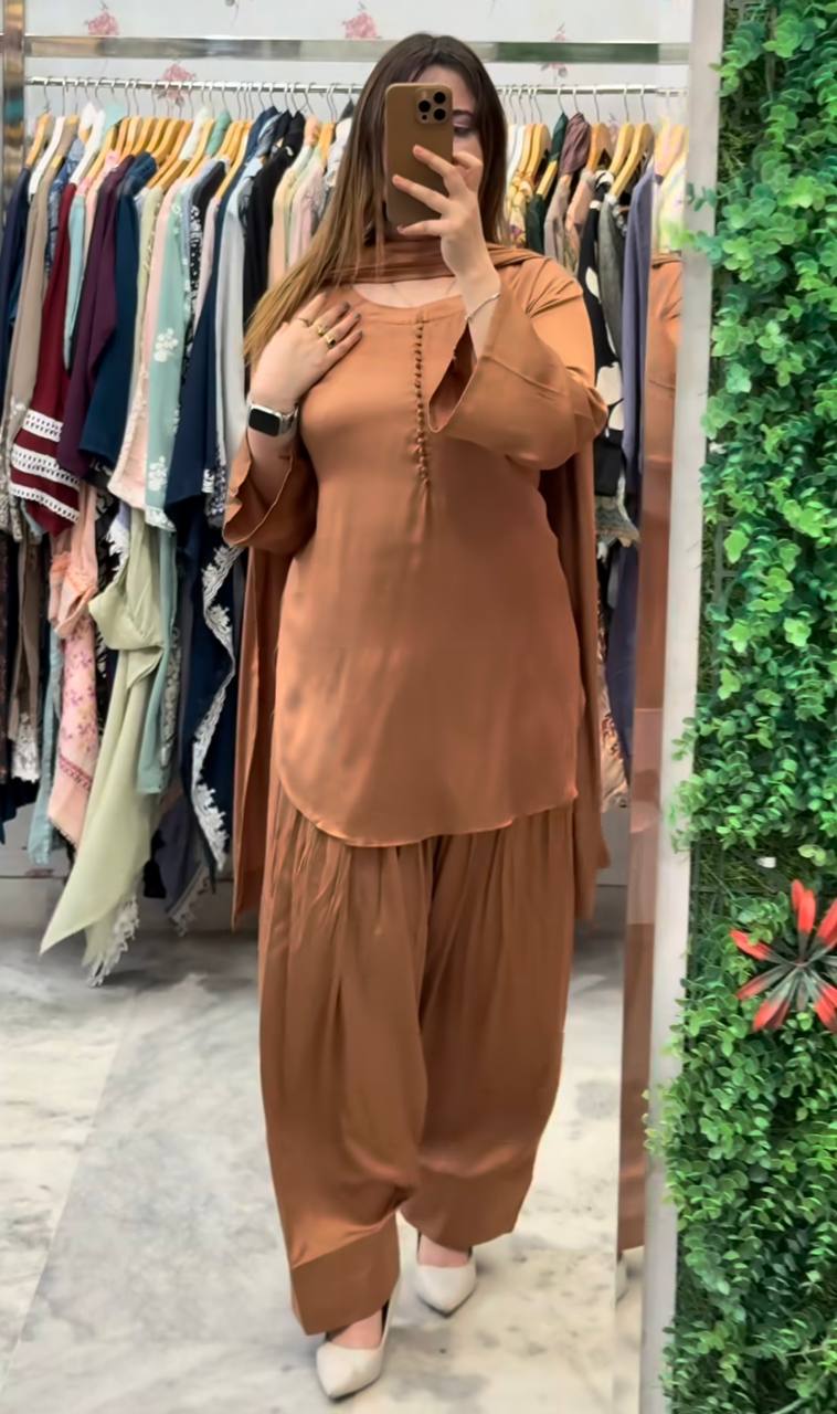Designer Brown Color Farshi Style Patiyala Salwar Suit