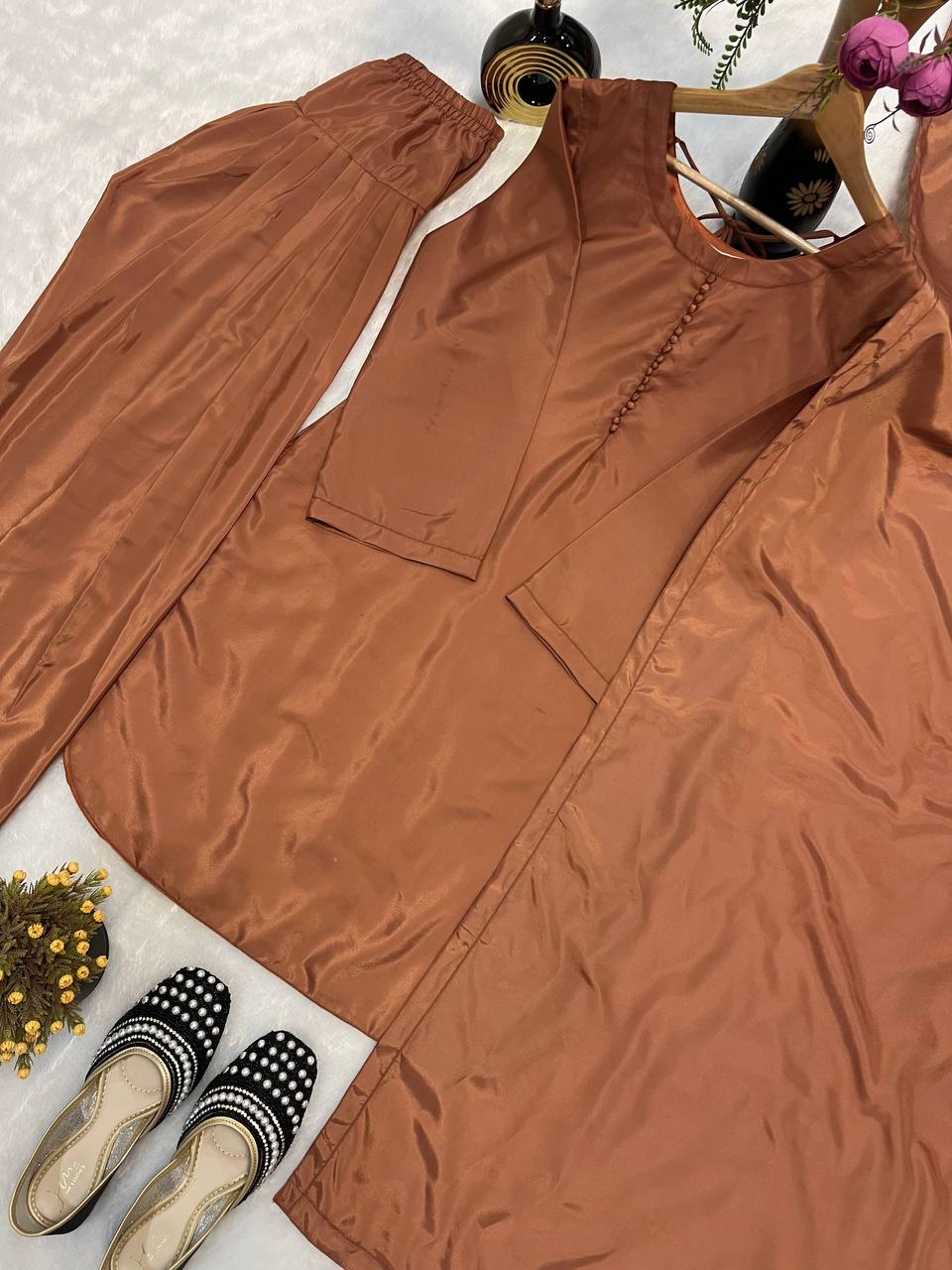 Designer Brown Color Farshi Style Patiyala Salwar Suit