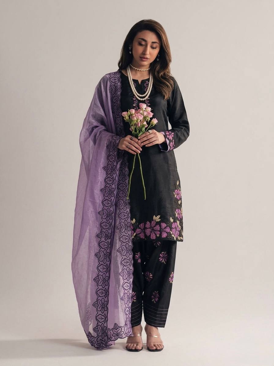 Marriage Special Purple Color Sequence Embroidered Farshi Suit With Du ...