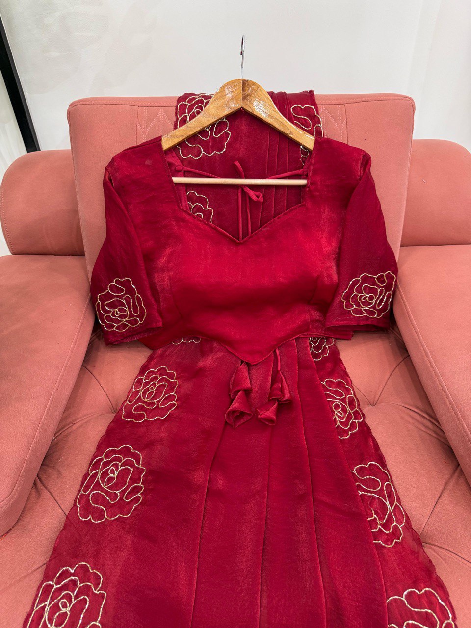 Ceremony Wear Maroon Color Jimmy Chu Silk With Hand Work Designer Saree