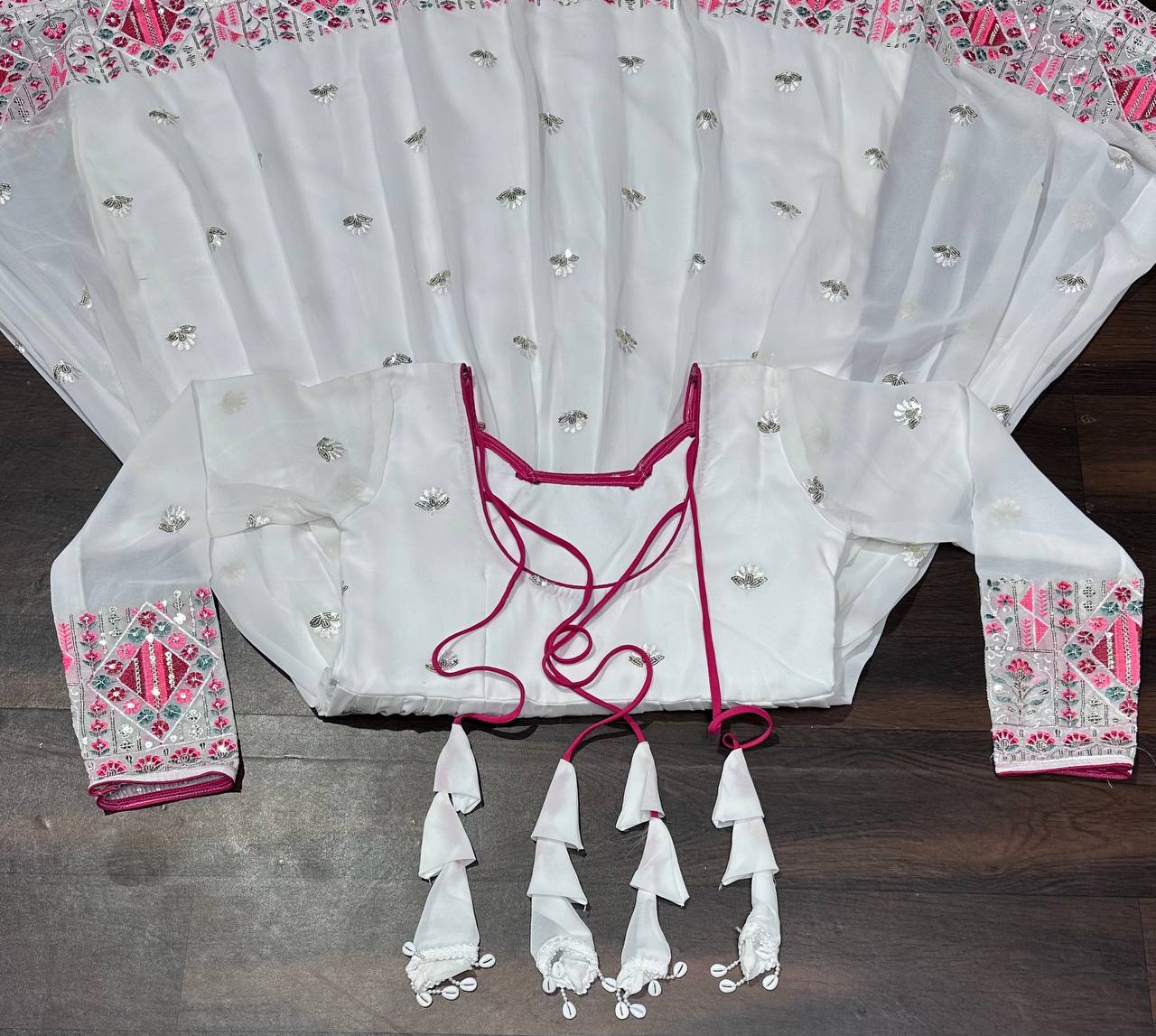 Fancy White Color Faux Blooming With Heavy Sequins And Thread Embroidered Work Anarkali Suit