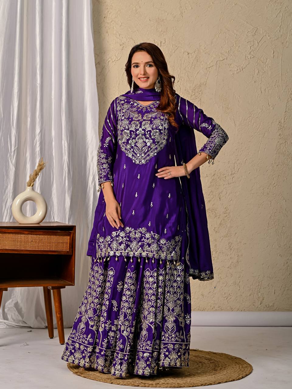 Designer Royle Blue Color Heavy Sequins Embroidered Wedding Wear Top WIth Lehenga