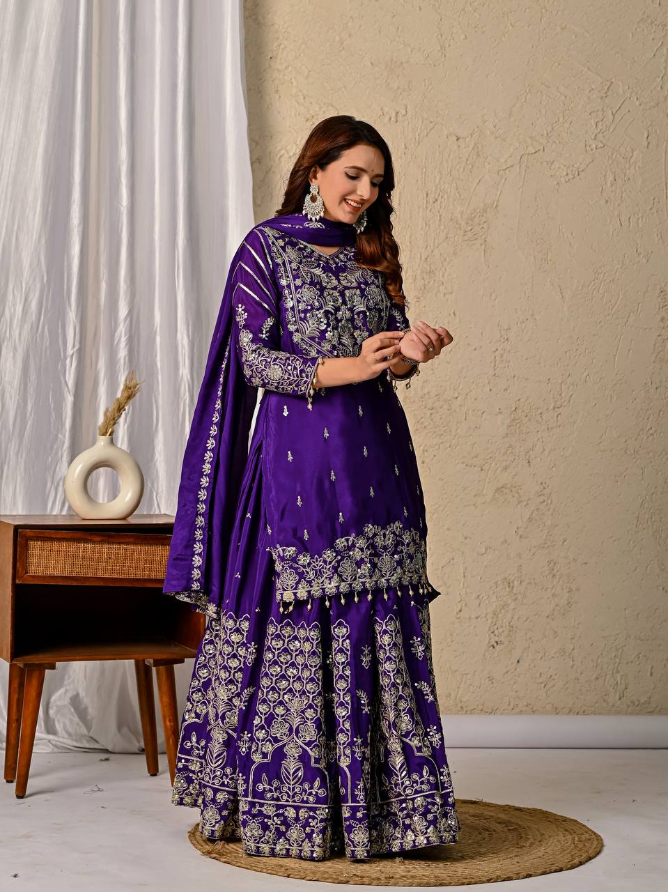 Designer Royle Blue Color Heavy Sequins Embroidered Wedding Wear Top WIth Lehenga