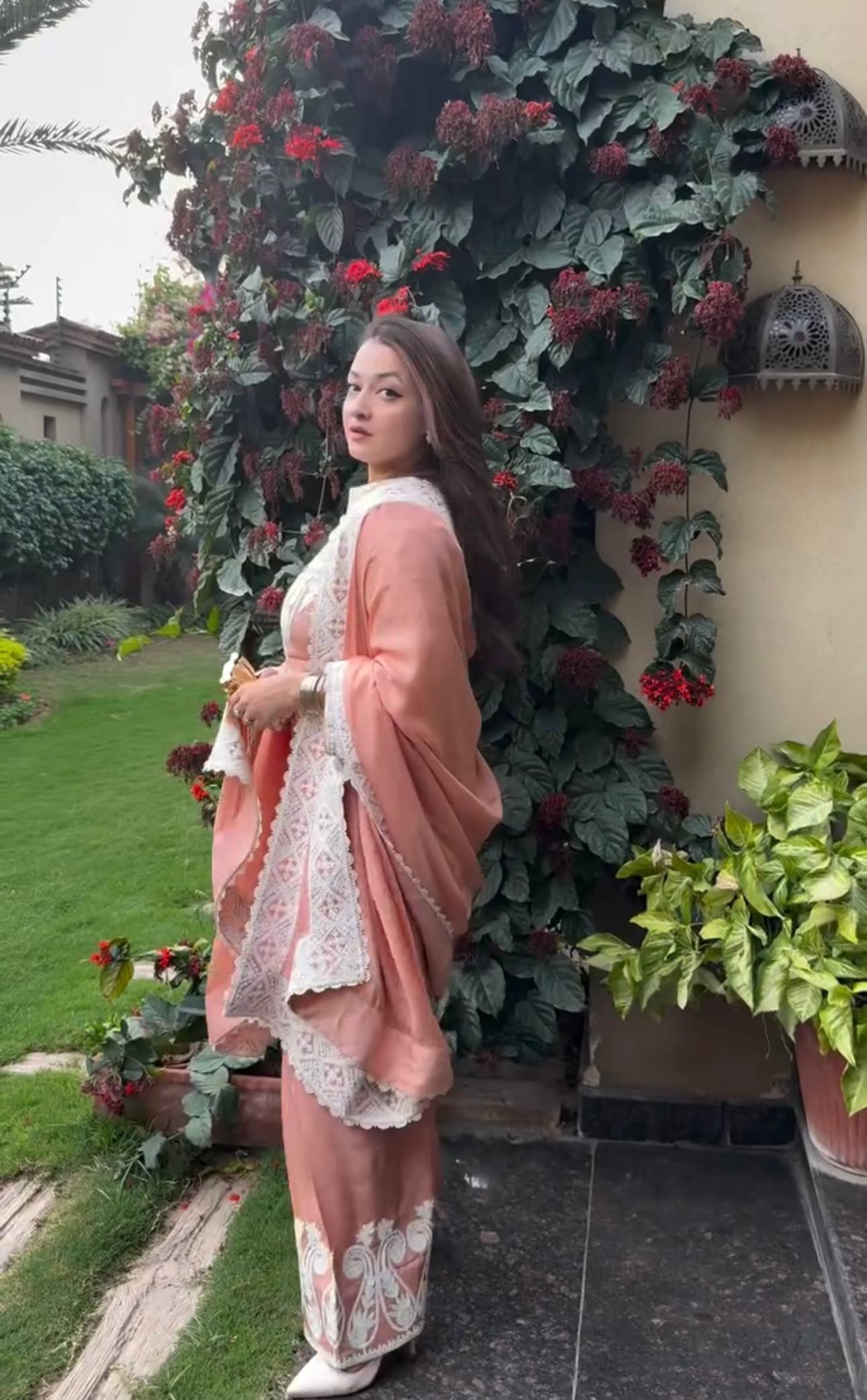 Designer Peach Color Pure Dull Satin Silk With Embroidery Work Beautiful Palazzo Suit