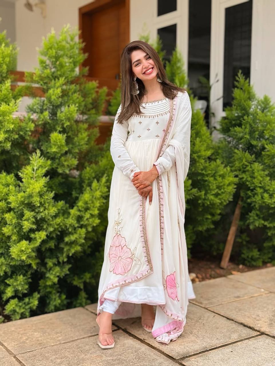 Ceremony Wear White Heavy Georgette With Full Heavy Embroidery Work Designer Gown