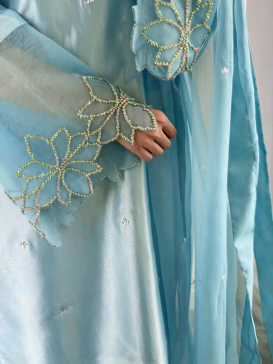 Beautiful Sky Blue Color Embroidery With Beads And Sequence Work Salwar Suit