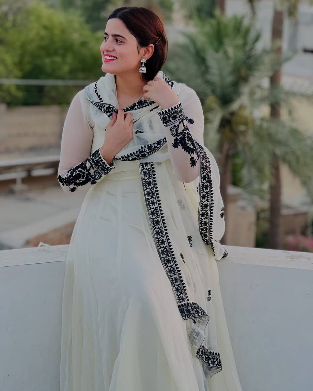 Elegant White Color Georgette Embroidered Gown with Matching Dupatta – Ready to Wear