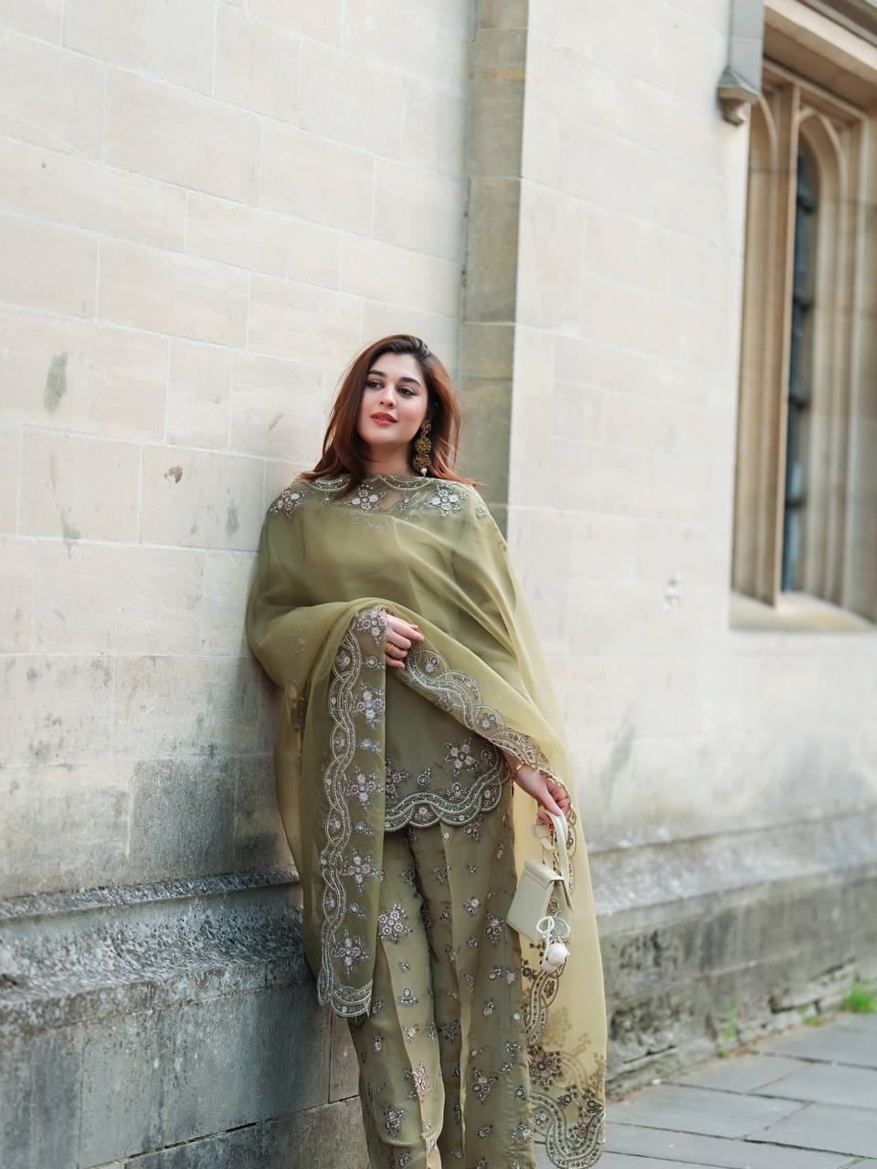 Function Wear Light Green Color French Crepe Silk And Embroidery With Sequence Work Beautiful Palazzo Suit