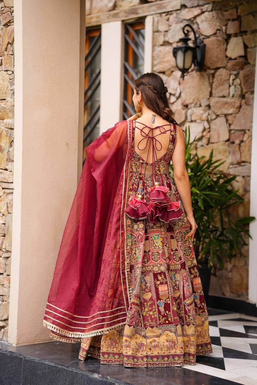Festive Wear Premium Pure Jimmy Organza Silk Stunning Digital Printed Beautiful Gown