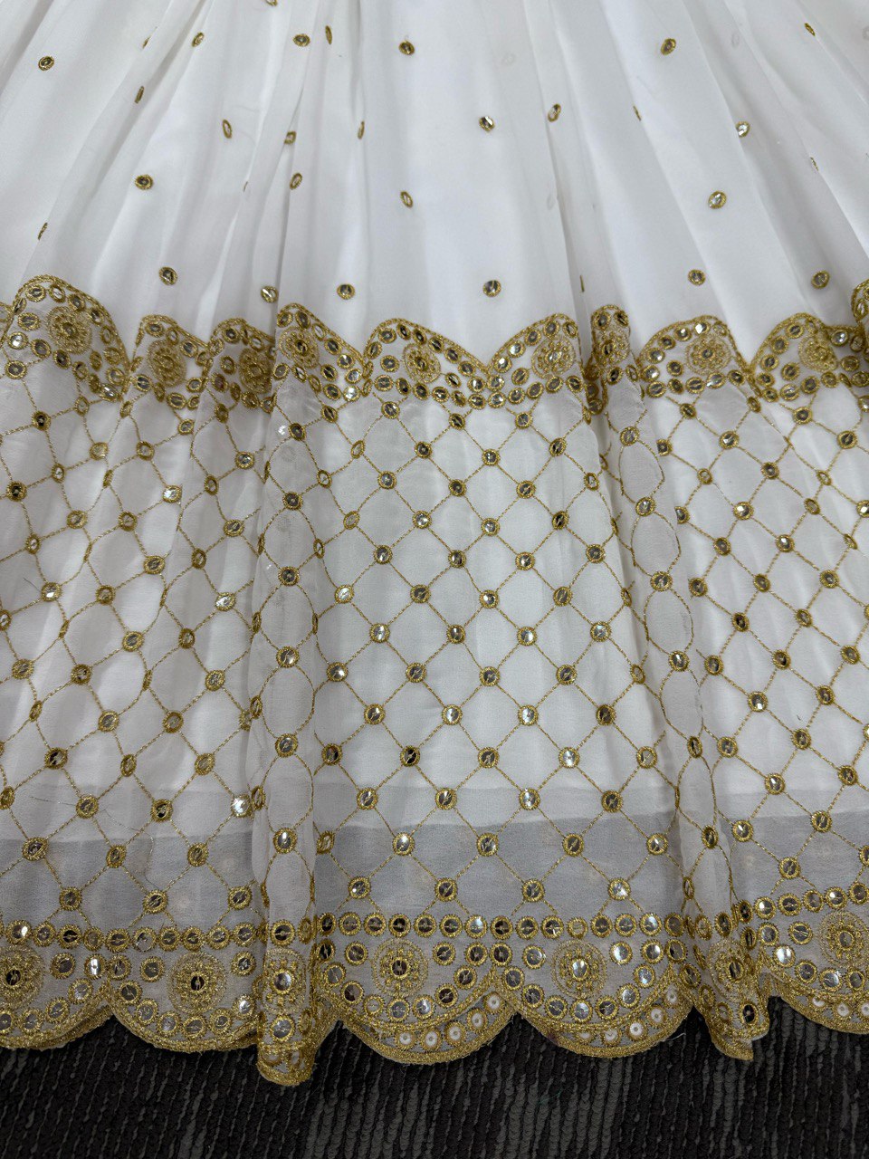 Reception Wear White Color Faux Georgette And Thread With 9mm Sequence Gown