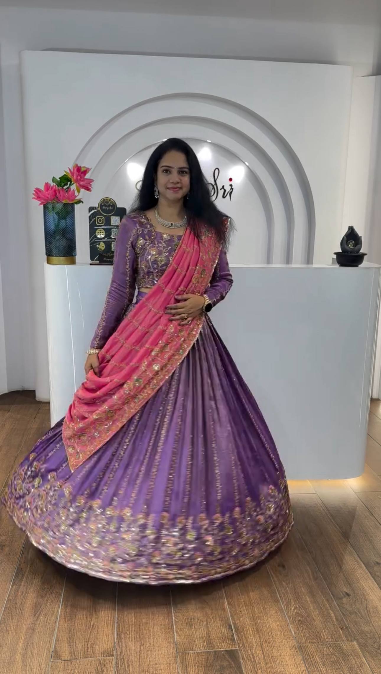 Celebrity Style Lavender Color Premium Gold Crush Heavy Embroidery Thread And Sequin Work Lehenga Choli
