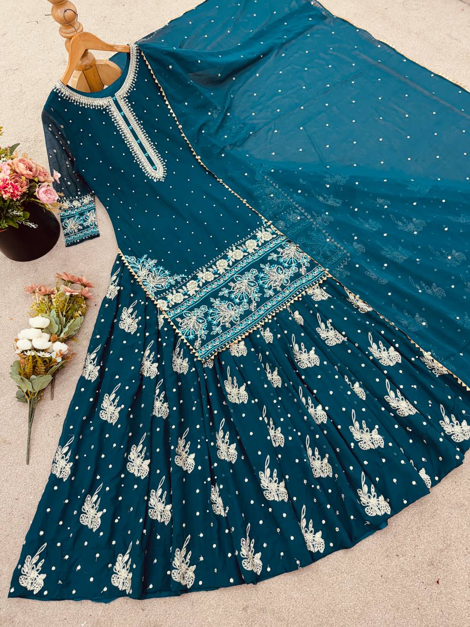 Elegant Green Color Embroidered Top with Semi-Stitched Lehenga & Net Dupatta for Wedding Wear
