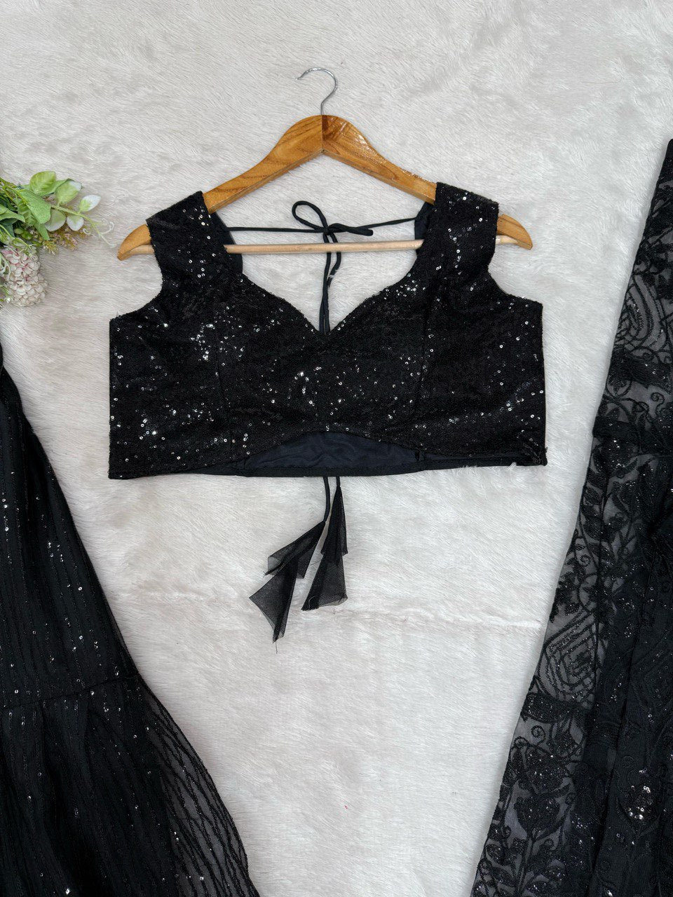 Ceremony Wear Black Color Soft Butterfly Net And Thread With Sequence Palazzo Suit
