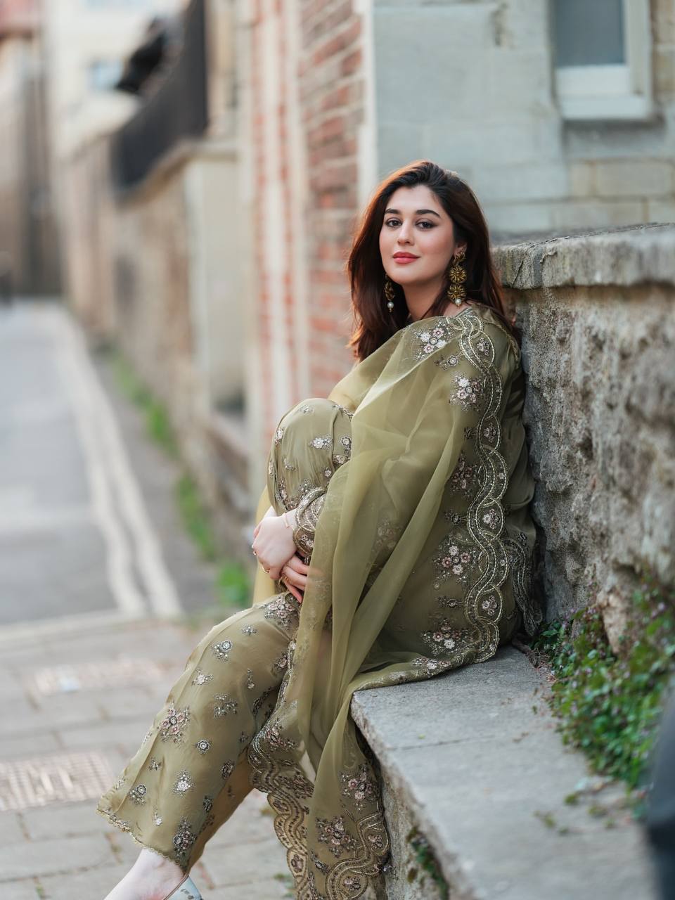 Function Wear Light Green Color French Crepe Silk And Embroidery With Sequence Work Beautiful Palazzo Suit